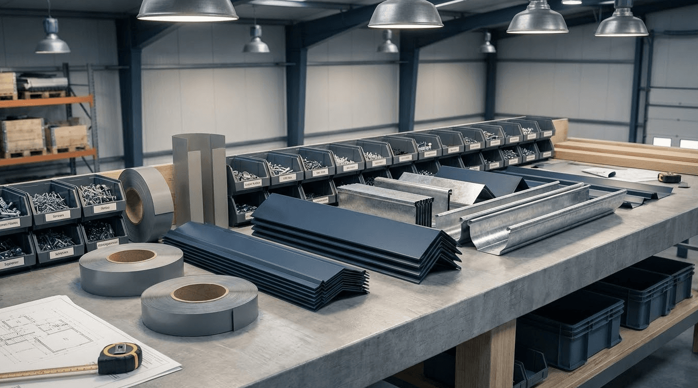 Roofing accessories coordinated with fabrication package